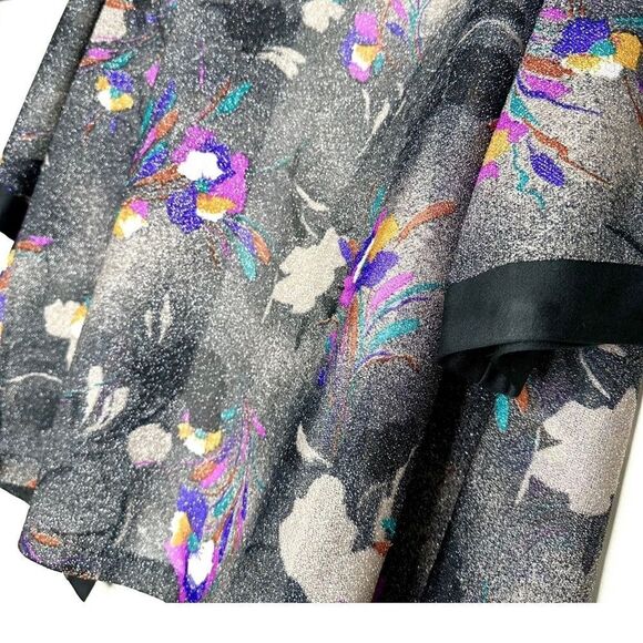 Vintage Edith Martin California Open Front Sheer Metallic Floral Cardigan Shaw - Picture 5 of 8